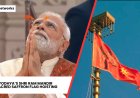 PM Narendra Modi raises the sacred saffron Dharma Dhwaj over Ayodhya’s Ram Mandir.